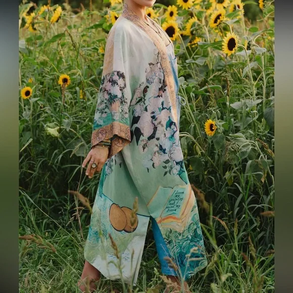 I Paint My Dream Van Gogh Opera Duster Kimono Robe - Picture 12 of 14